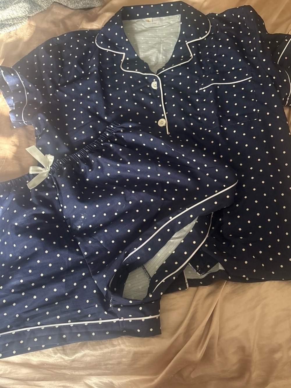 Women’s Navy Blue Polka Dot sleep set